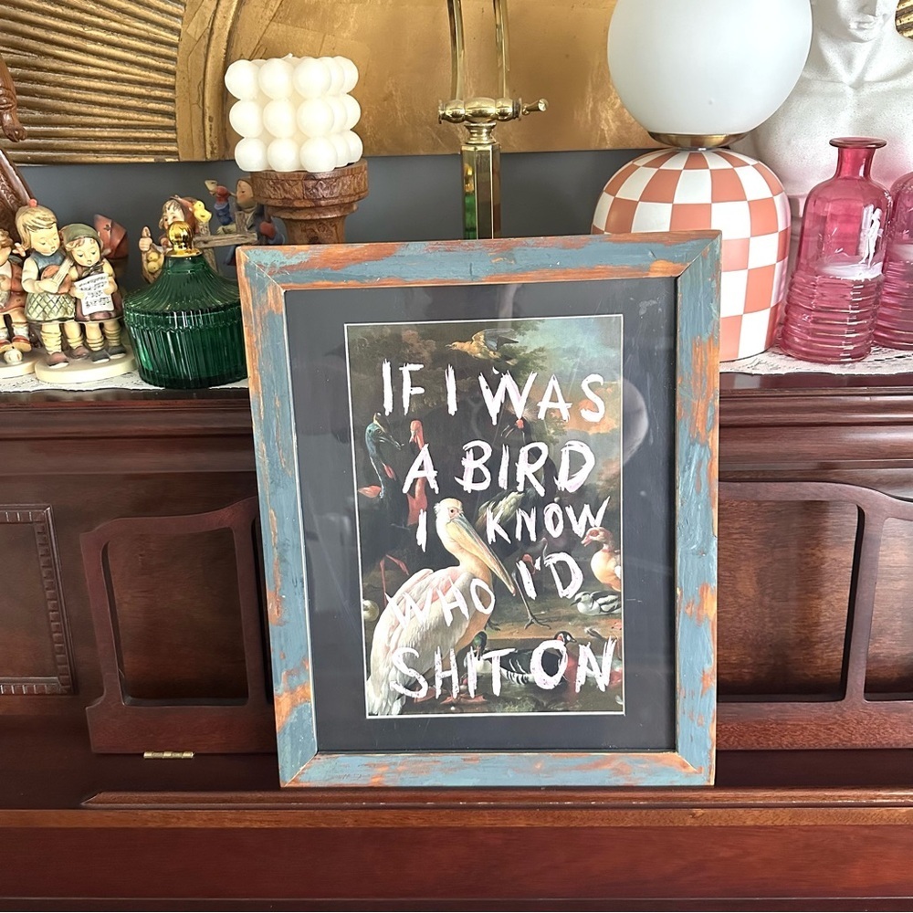 If I Was a Bird Canvas Print Poster Wall Hanging Framed Reclaimed Wood Art Funny